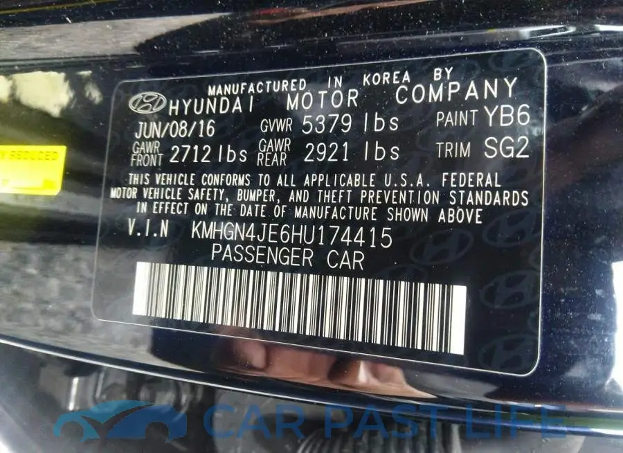 KMHGN4JE6HU174415# 9