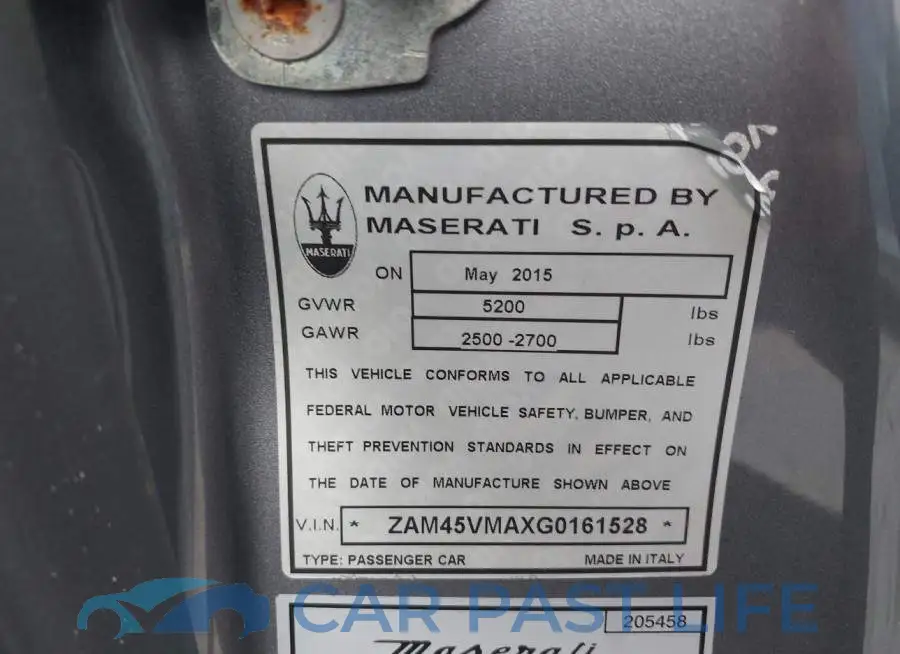 ZAM45VMAXG0161528# 9