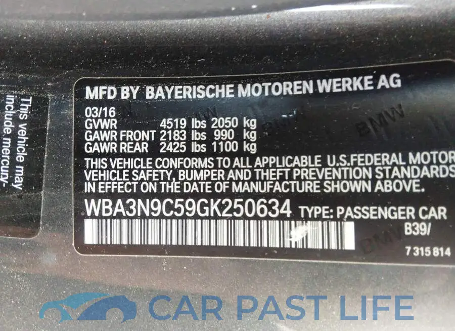 WBA3N9C59GK250634# 9