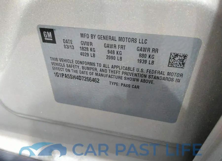 1G1PA5SH4D7266462# 9