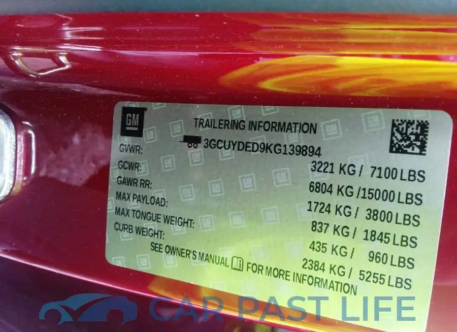 3GCUYDED9KG139894# 9