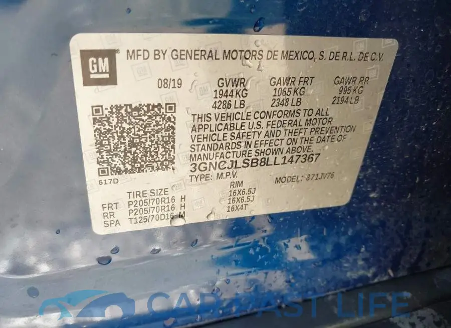 3GNCJLSB8LL147367# 9
