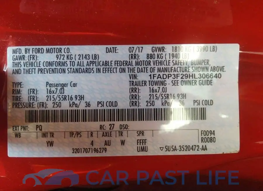 1FADP3F29HL306640# 9
