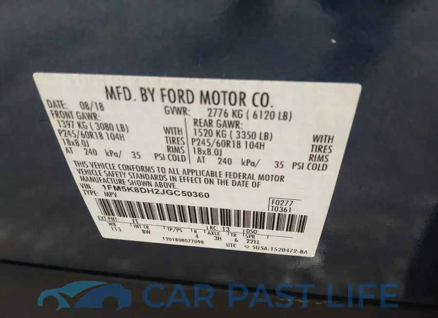 1FM5K8DH2JGC50360# 9