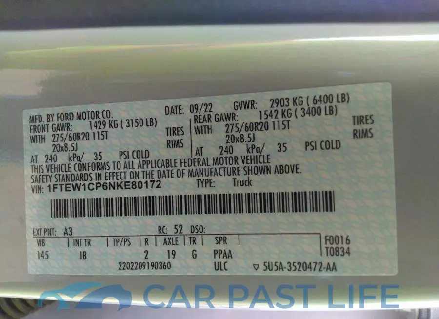1FTEW1CP6NKE80172# 9