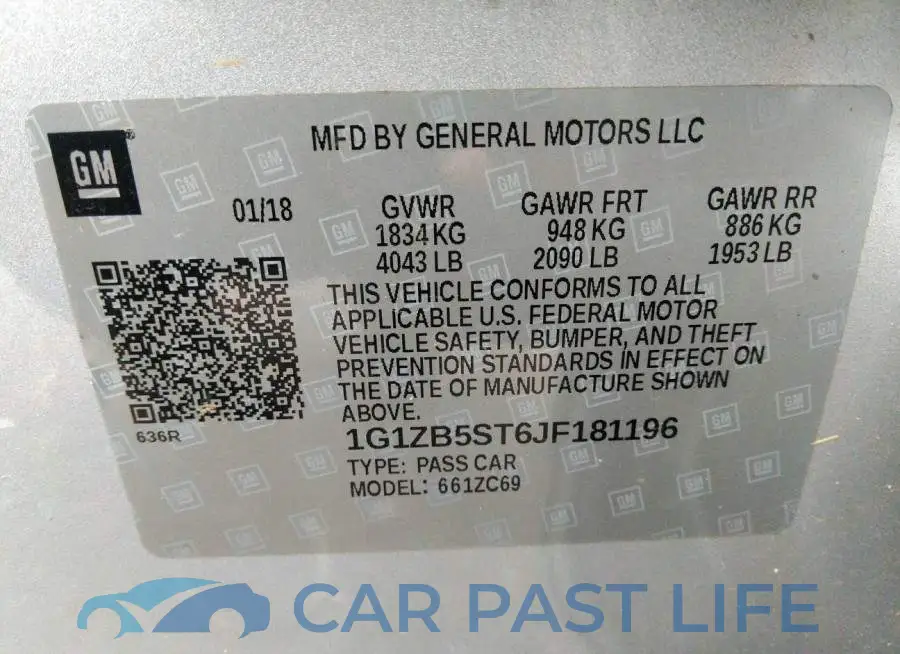 1G1ZB5ST6JF181196# 9
