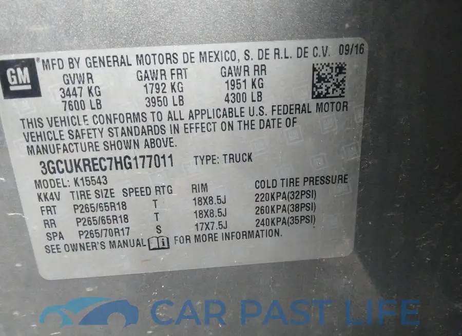 3GCUKREC7HG177011# 9