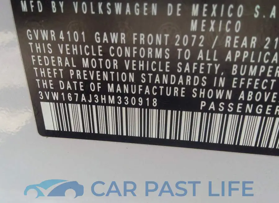 3VW167AJ3HM330918# 9