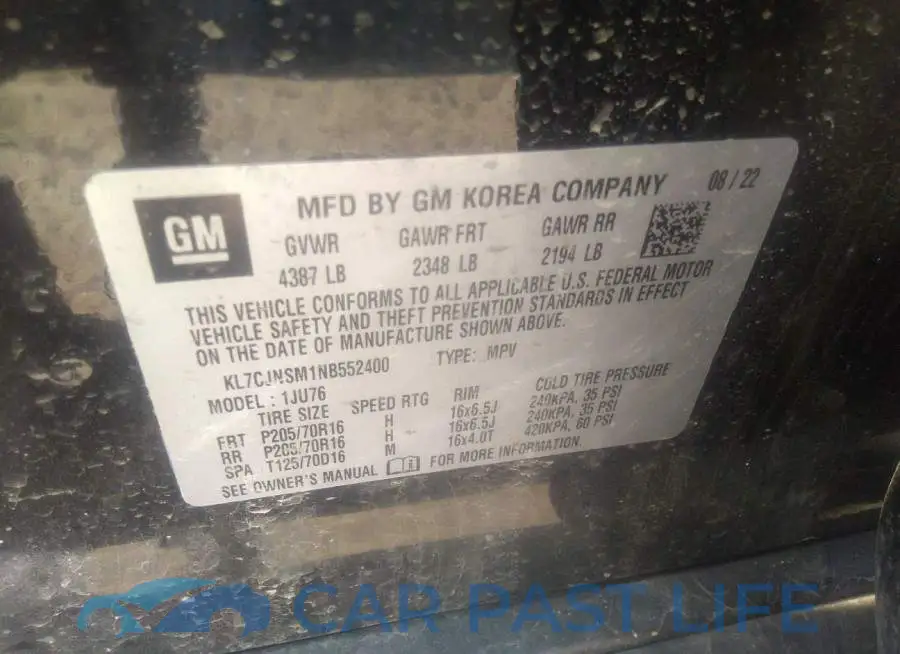 KL7CJNSM1NB552400# 9