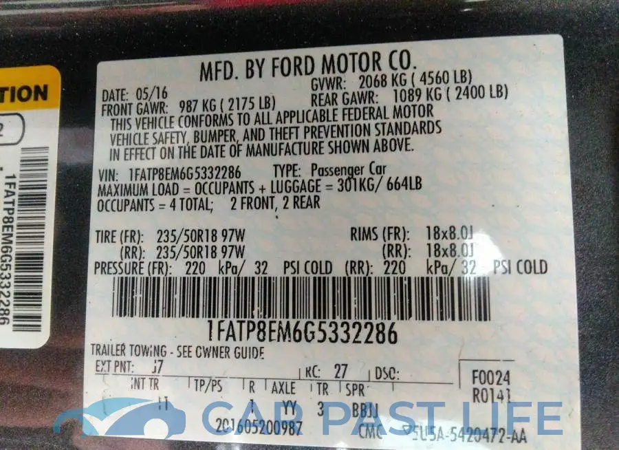 1FATP8EM6G5332286# 9