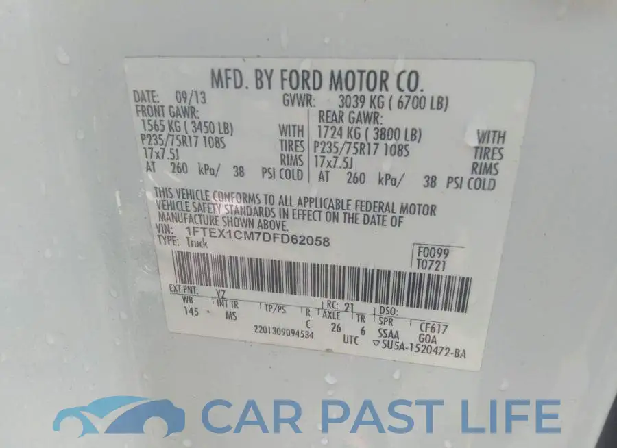 1FTEX1CM7DFD62058# 9
