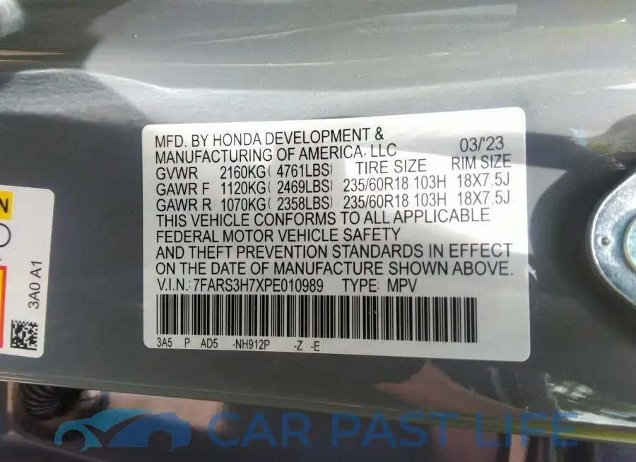 7FARS3H7XPE010989# 9