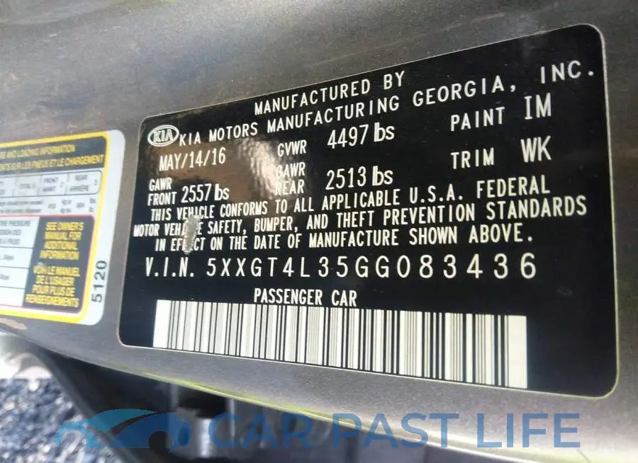 5XXGT4L35GG083436# 9