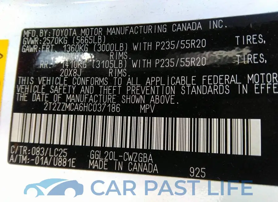 2T2ZZMCA6HC037186# 9