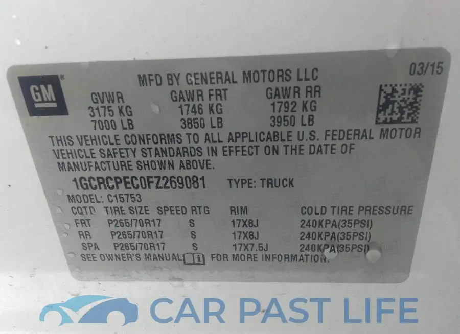 1GCRCPEC0FZ269081# 9
