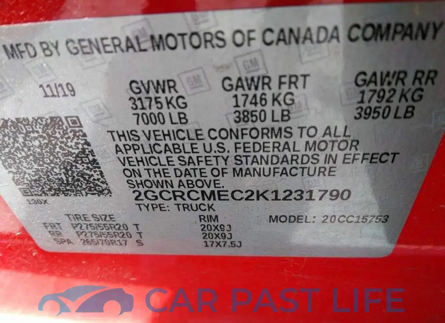2GCRCMEC2K1231790# 9