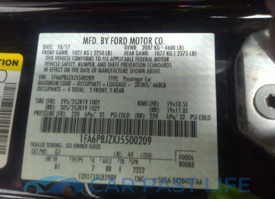 1FA6P8JZXJ5500209# 9