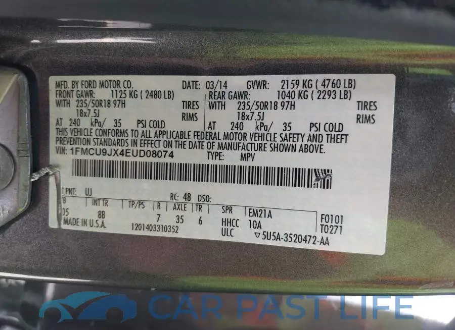 1FMCU9JX4EUD08074# 9