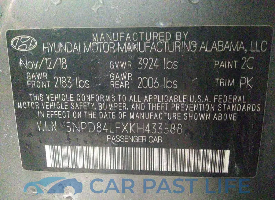 5NPD84LFXKH433588# 9