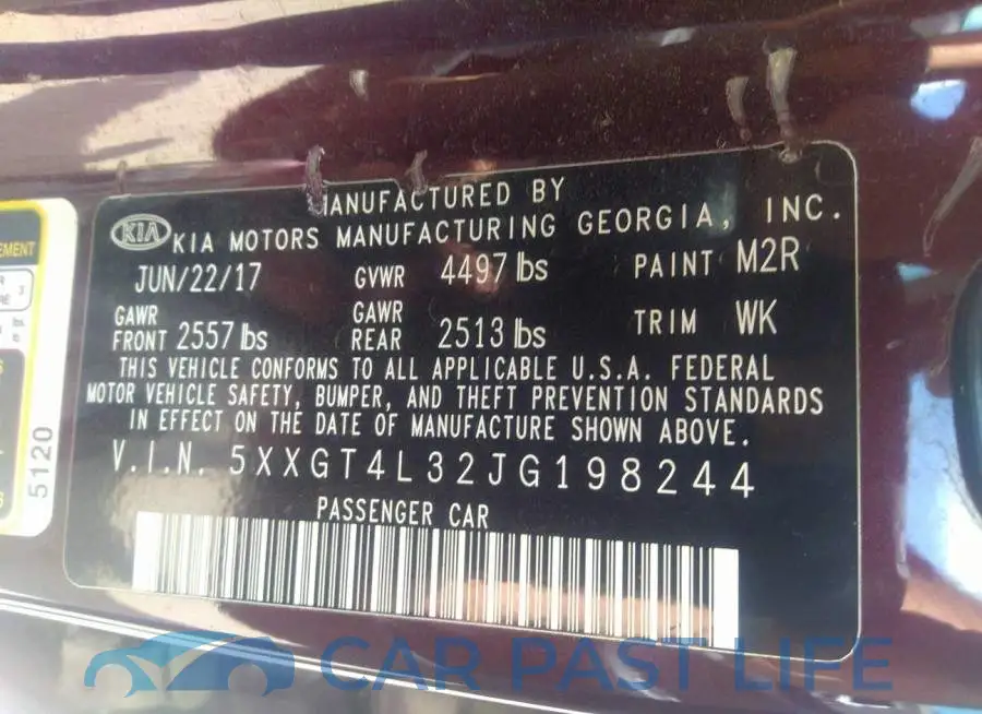 5XXGT4L32JG198244# 9