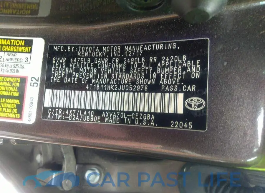 4T1B11HK2JU052978# 9