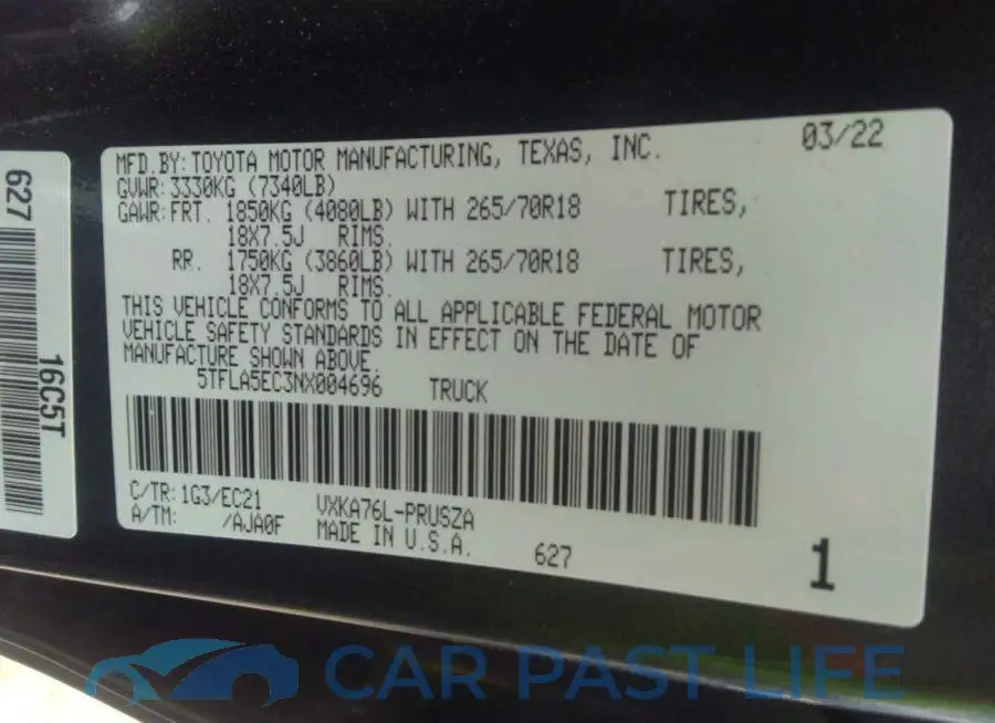 5TFLA5EC3NX004696# 9