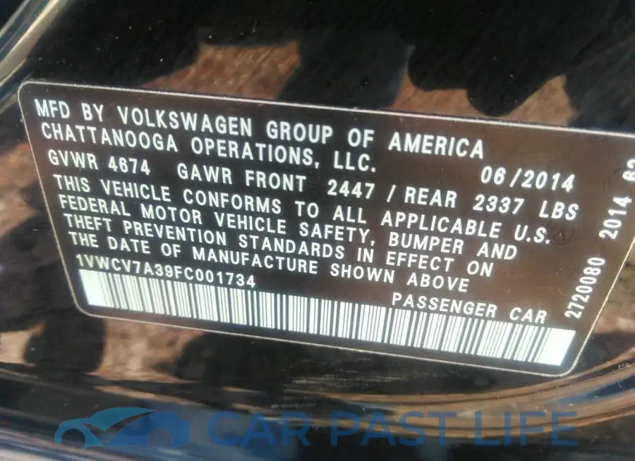 1VWCV7A39FC001734# 9