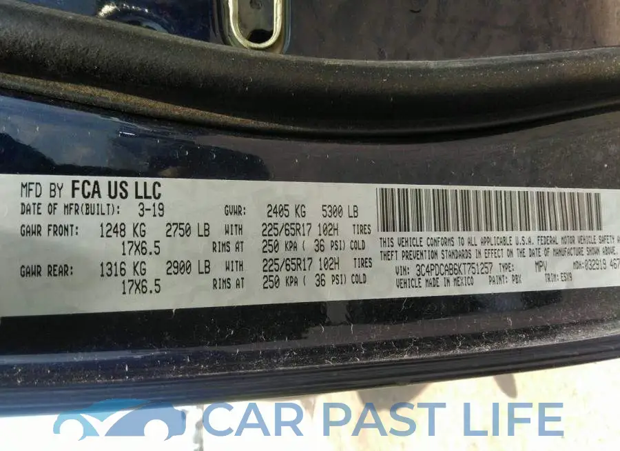 3C4PDCAB6KT751257# 9