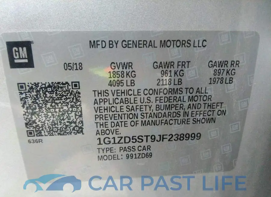 1G1ZD5ST9JF238999# 9