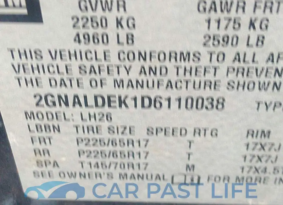 2GNALDEK1D6110038# 9