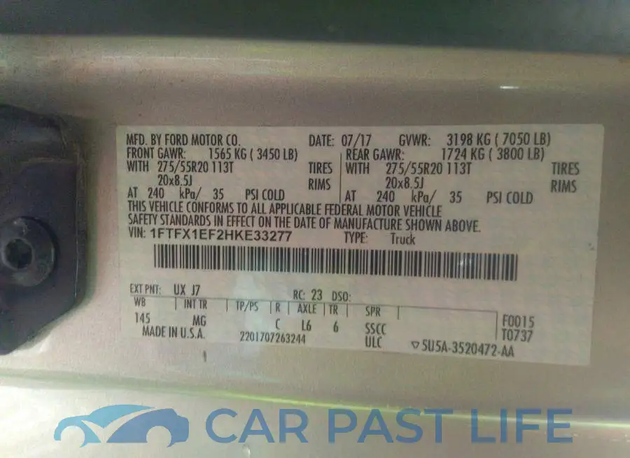 1FTFX1EF2HKE33277# 9