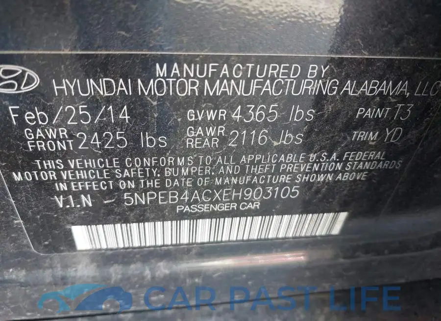 5NPEB4ACXEH903105# 9