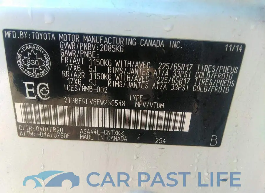 2T3BFREV8FW259548# 9