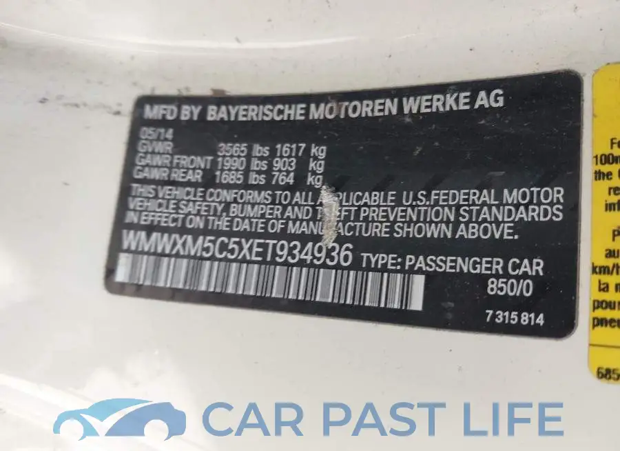 WMWXM5C5XET934936# 9