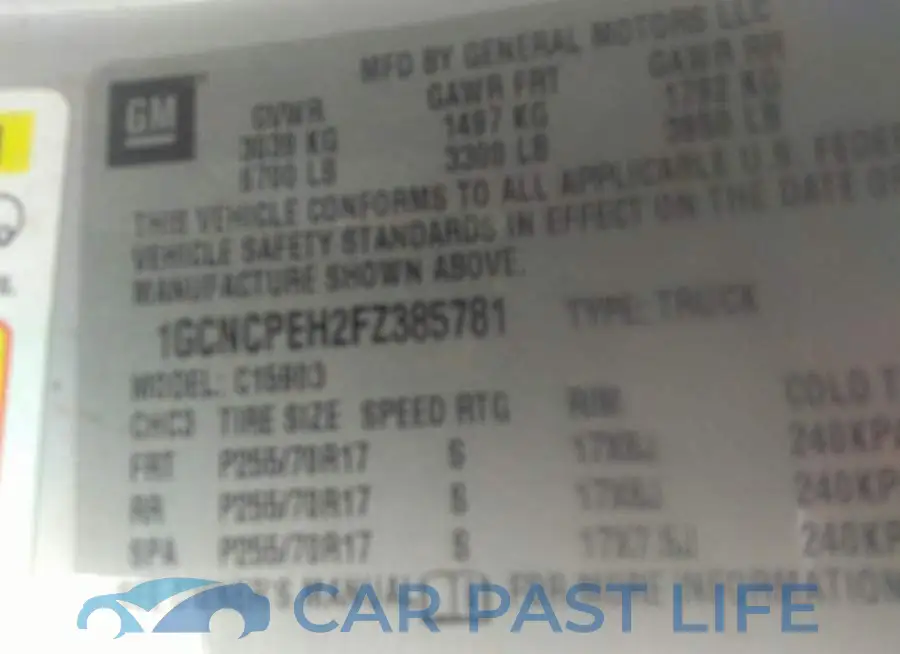 1GCNCPEH2FZ385781# 9
