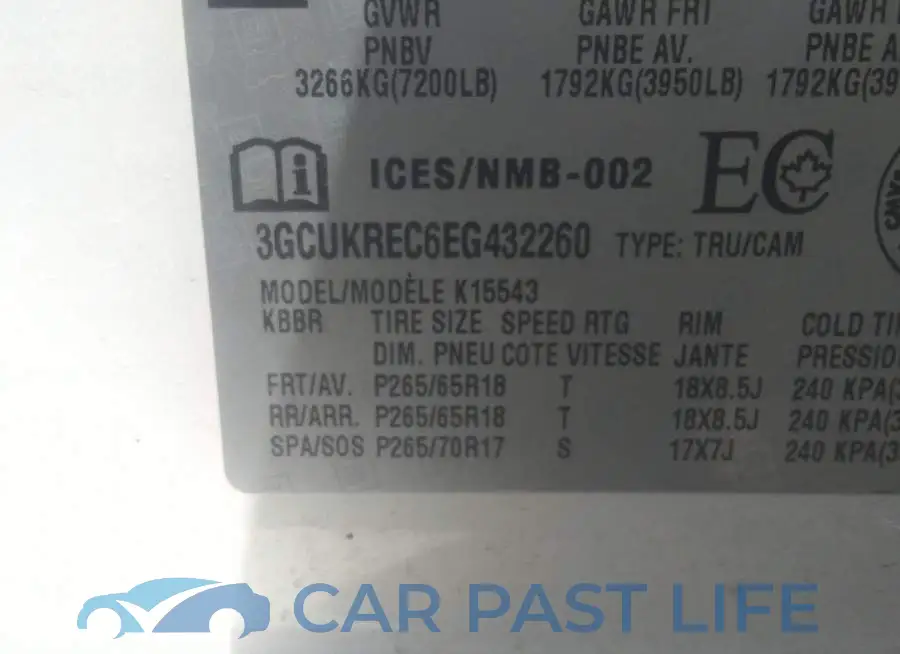 3GCUKREC6EG432260# 9