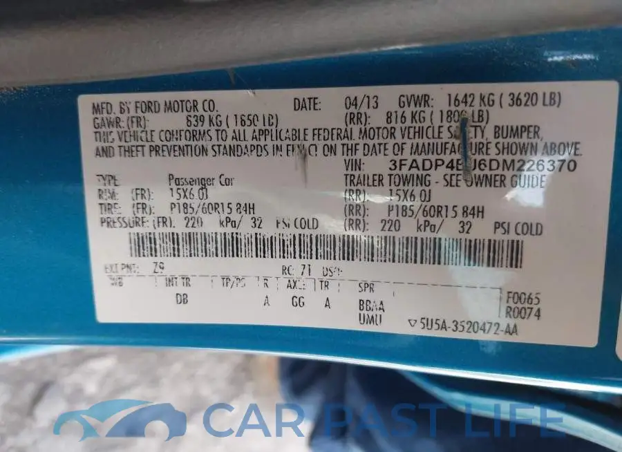 3FADP4BJ6DM226370# 9