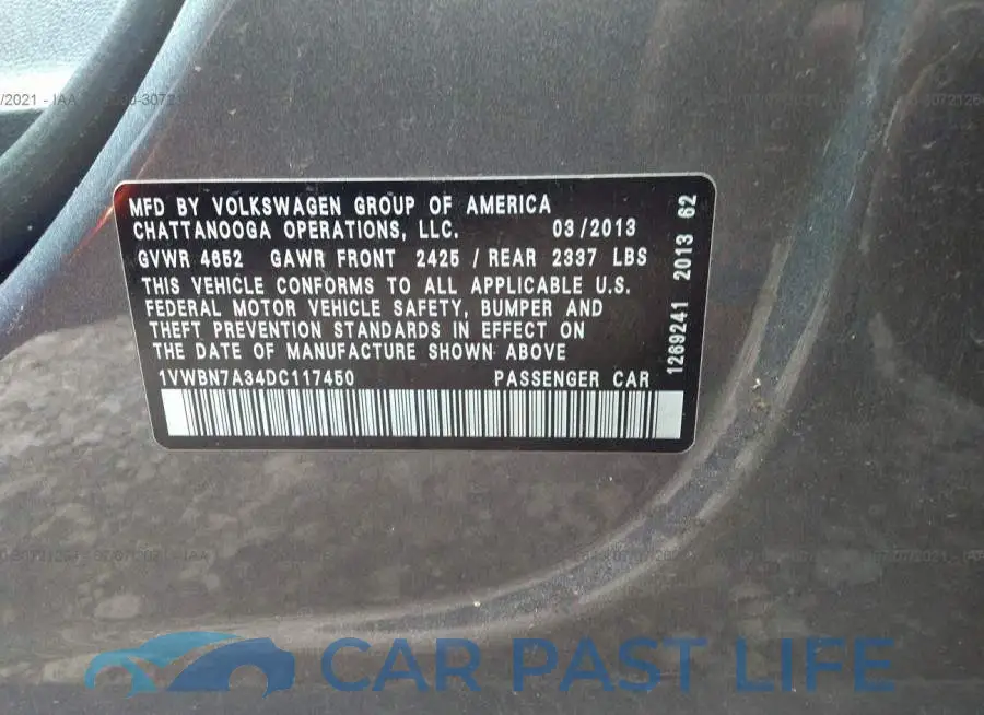 1VWBN7A34DC117450# 9