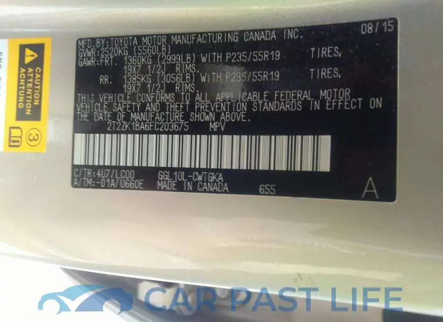 2T2ZK1BA6FC203675# 9