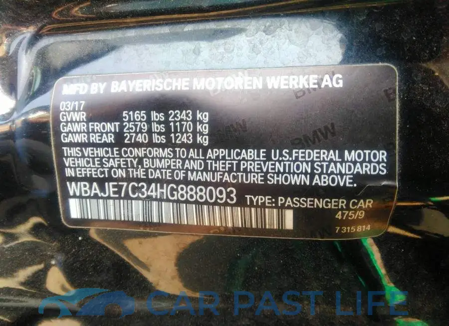 WBAJE7C34HG888093# 9