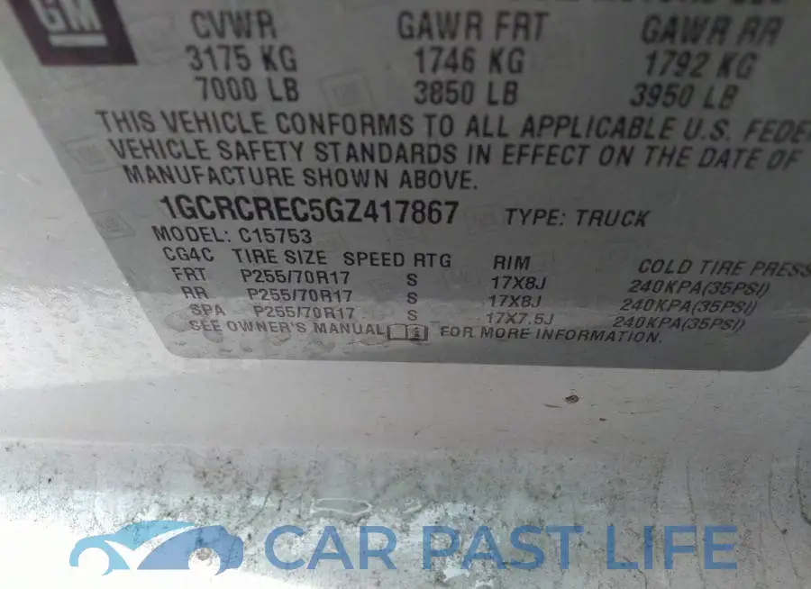 1GCRCREC5GZ417867# 9