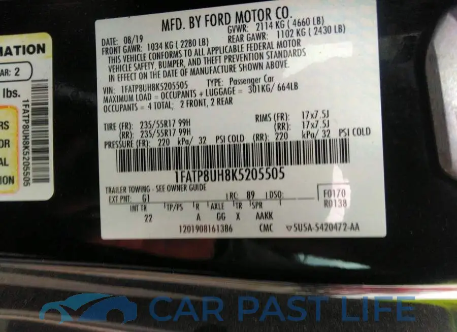 1FATP8UH8K5205505# 9