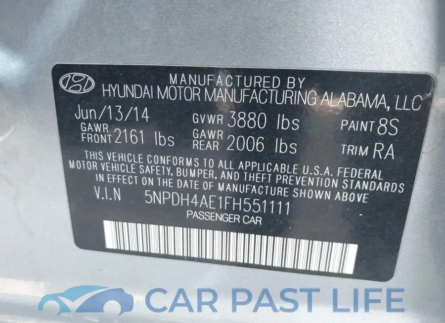5NPDH4AE1FH551111# 9