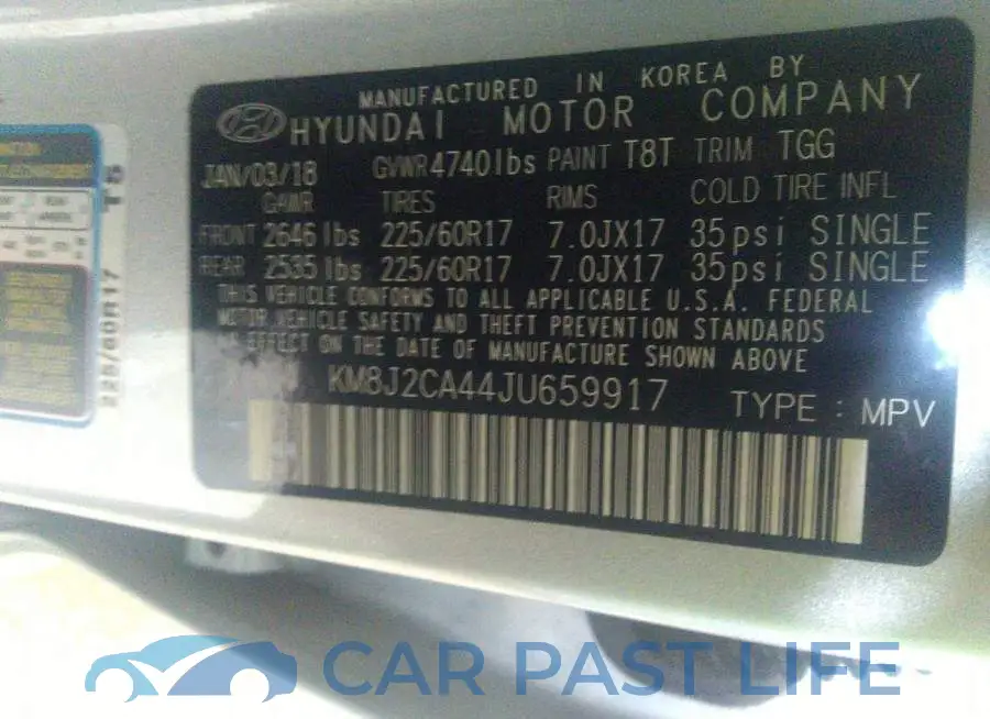 KM8J2CA44JU659917# 9