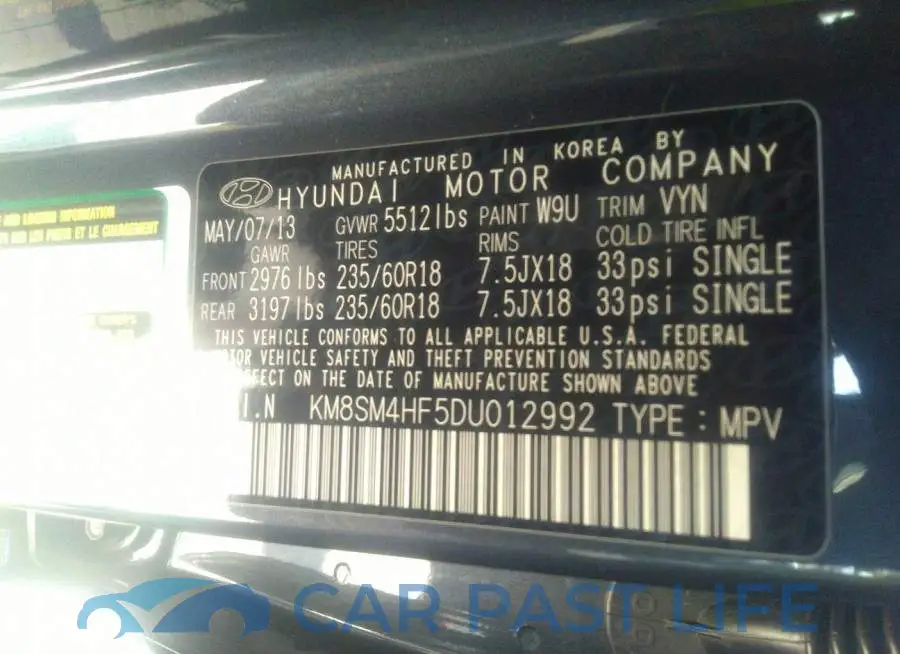 KM8SM4HF5DU012992# 9