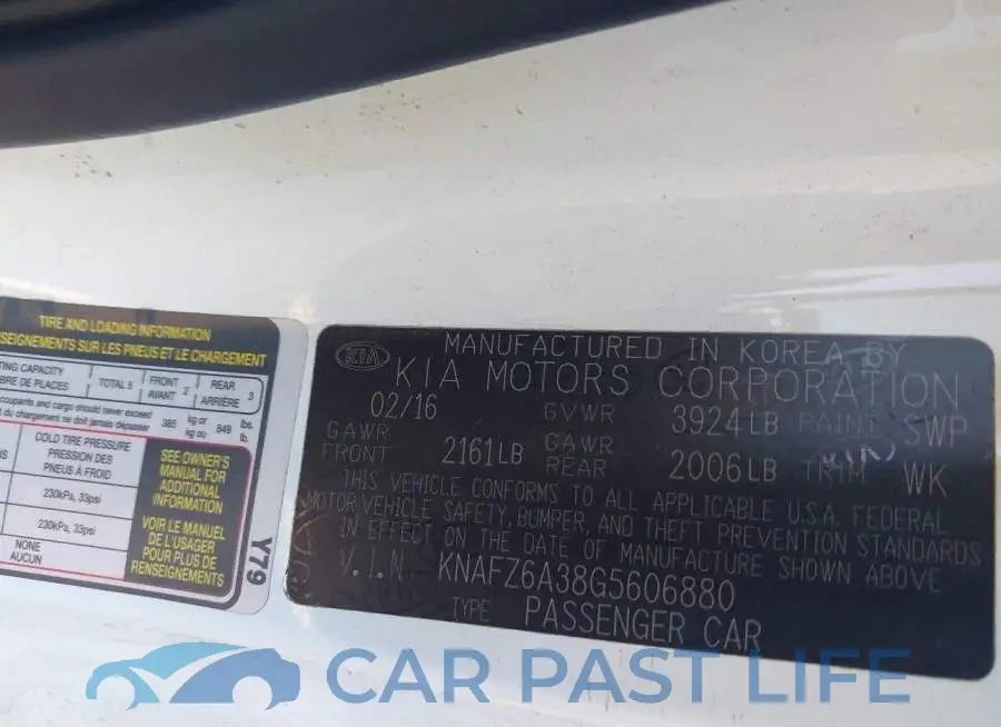 KNAFZ6A38G5606880# 9