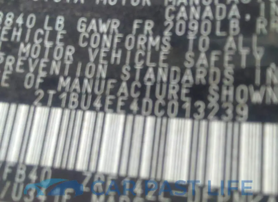 2T1BU4EE4DC013239# 9