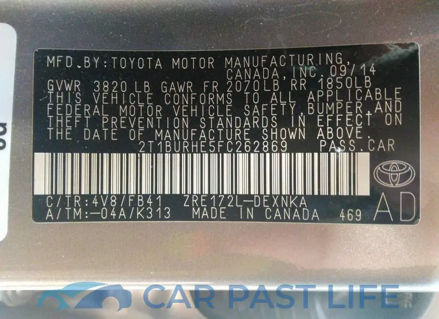2T1BURHE5FC262869# 9