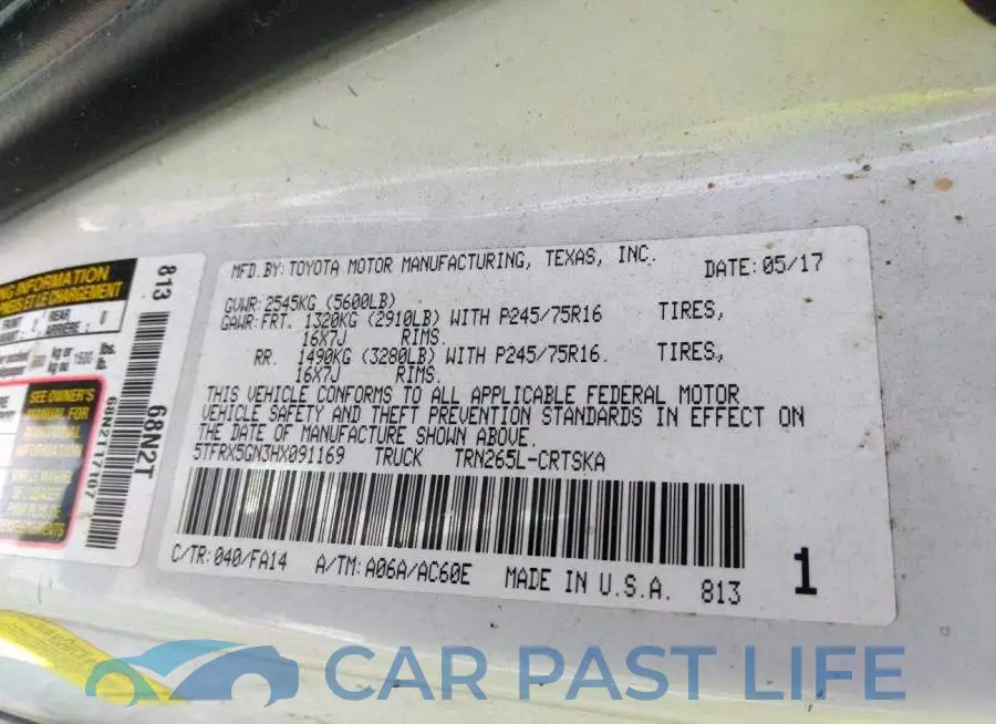 5TFRX5GN3HX091169# 9