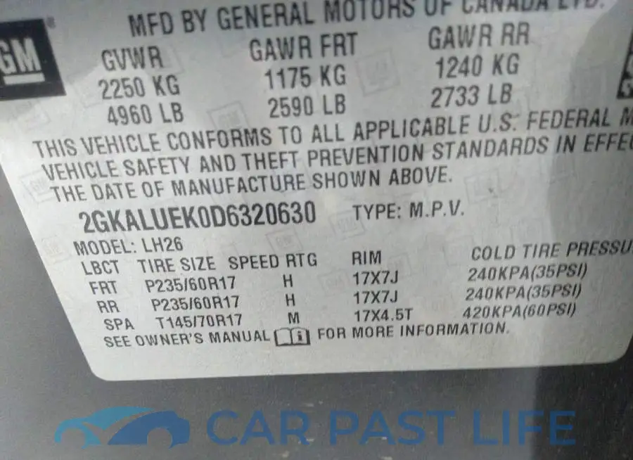 2GKALUEK0D6320630# 9
